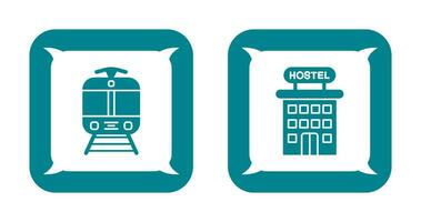 Tram and Hostel Icon vector