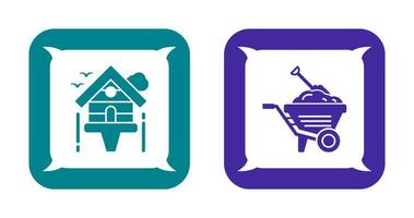 Diging and Birdhouse Icon vector