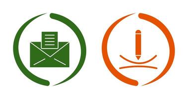 email documents and draw curve Icon vector