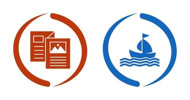 Brochure and Boat  Icon vector