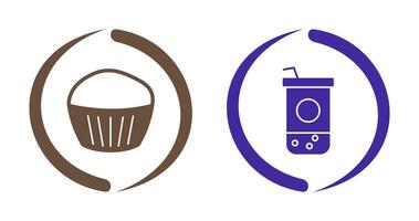 Chocolate Muffin and Chocolate Shake  Icon vector