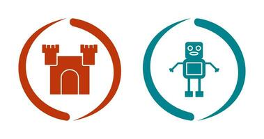 castillo y robot icono vector