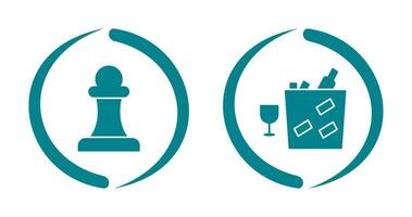 pawn and wine bottle in ice  Icon vector