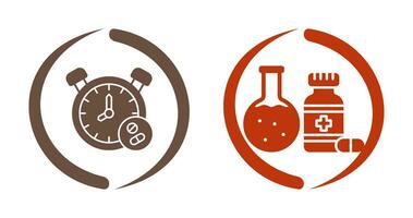 Clock and test tube Icon vector