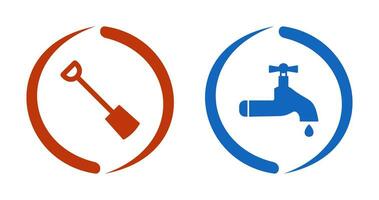 Hand Shovel and Water Tap Icon vector