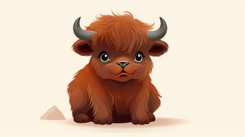 a cute little Buffalo in vector style. Generative AI photo