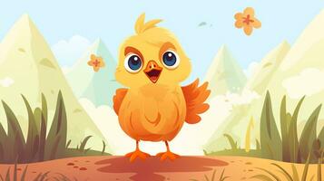 a cute little Bantam Chicken in vector style. Generative AI photo