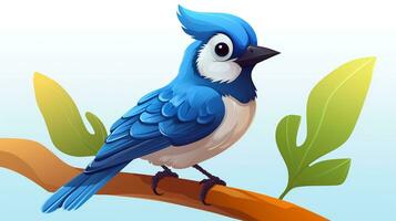 a cute little Blue Jay in vector style. Generative AI photo