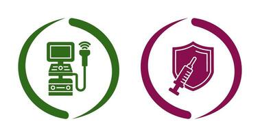 Ultrasound Machine and Vaccination Icon vector