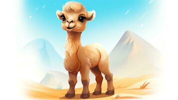 a cute little Camel in vector style. Generative AI photo
