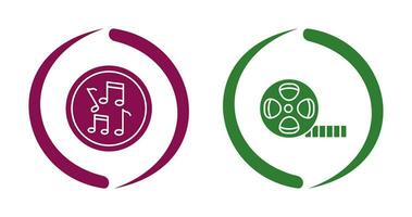 Musical Notes AND Film Reel Icon vector