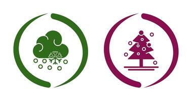 Snow Fall and Christmas Tree Icon vector