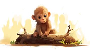 a cute little Baboon in vector style. Generative AI photo