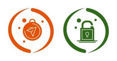 Compass and Open Lock Icon vector