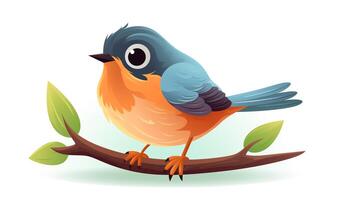 a cute little American Robin in vector style. Generative AI photo