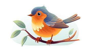 a cute little American Robin in vector style. Generative AI photo