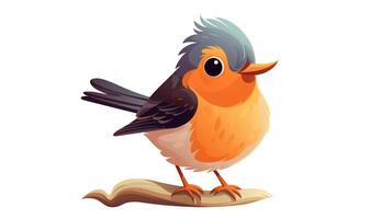 a cute little American Robin in vector style. Generative AI photo