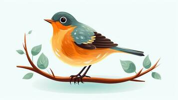 a cute little American Robin in vector style. Generative AI photo