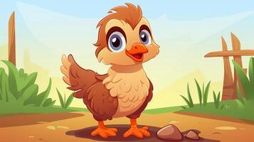 a cute little Bantam Chicken in vector style. Generative AI photo