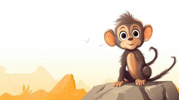 a cute little Baboon in vector style. Generative AI photo