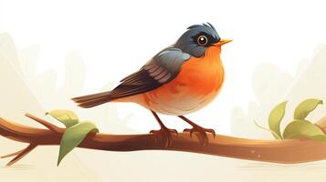 a cute little American Robin in vector style. Generative AI photo