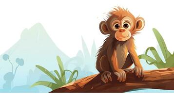 a cute little Baboon in vector style. Generative AI photo