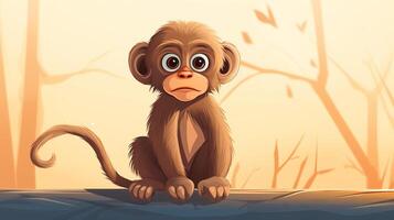 a cute little Baboon in vector style. Generative AI photo