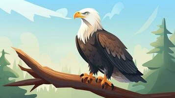 a cute little Bald Eagle in vector style. Generative AI photo