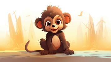 un linda pequeño babuino en vector estilo. generativo ai foto