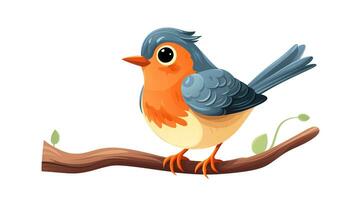 a cute little American Robin in vector style. Generative AI photo