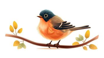 a cute little American Robin in vector style. Generative AI photo