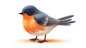 a cute little American Robin in vector style. Generative AI photo