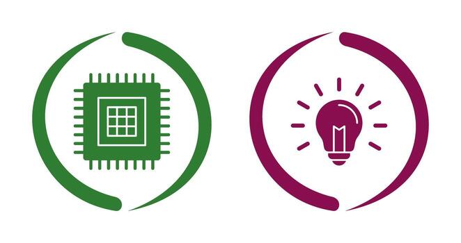 procesador y ligero bulbo icono vector