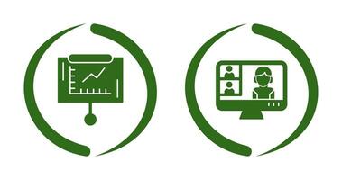 Line Graph and Conference video Call Icon vector