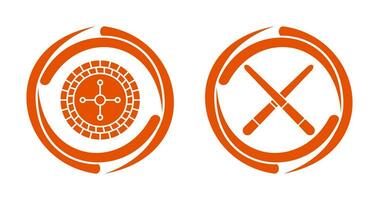 roulette and Pool cue  Icon vector