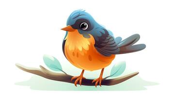 a cute little American Robin in vector style. Generative AI photo