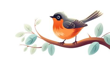 a cute little American Robin in vector style. Generative AI photo