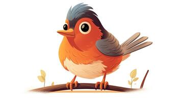 a cute little American Robin in vector style. Generative AI photo