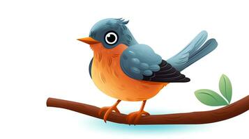 a cute little American Robin in vector style. Generative AI photo