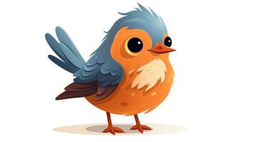 a cute little American Robin in vector style. Generative AI photo