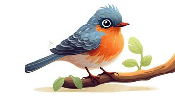 un linda pequeño americano Robin en vector estilo. generativo ai foto