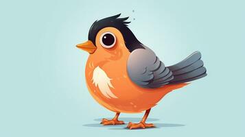 a cute little American Robin in vector style. Generative AI photo