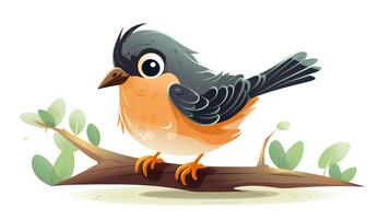 a cute little American Robin in vector style. Generative AI photo