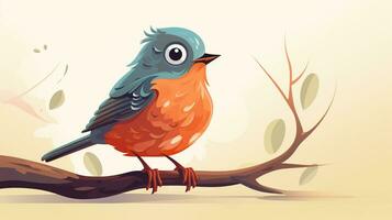 un linda pequeño americano Robin en vector estilo. generativo ai foto