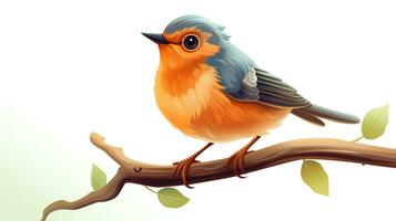 a cute little American Robin in vector style. Generative AI photo