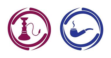 hookah and lit smoking pipe  Icon vector