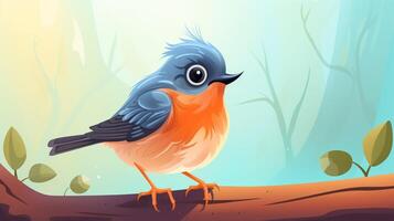 a cute little American Robin in vector style. Generative AI photo