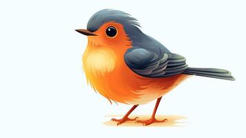 a cute little American Robin in vector style. Generative AI photo