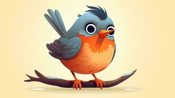 a cute little American Robin in vector style. Generative AI photo