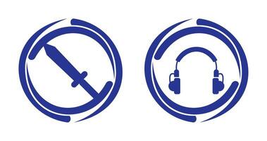 Headphones and Sword Icon vector